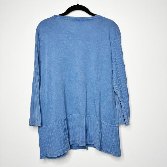 Jess & Jane Mineral Wash City Abstract Tunic Top Blue Lagenlook Artsy Medium - Picture 6 of 9